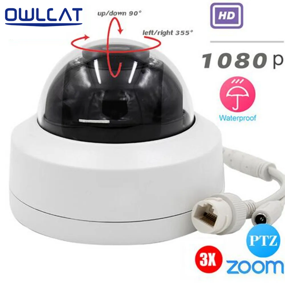 

OwlCat HD 1080P 2.5" Min PTZ IP Camera 3X OpticaL Zoom Motorized Video Surveillance Night Version Home Security Network Camera