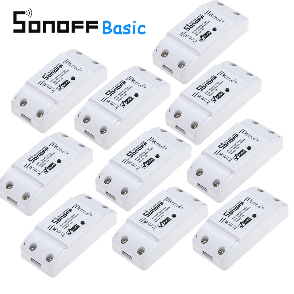 

2/3/4/5/6/8/10pcs SONOFF Basic Wifi Switch for Alexa Google Home Timer 10A/2200W Wireless Remote Switch Smart Automation Module
