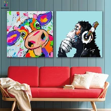 DIY цветные картинки по номерам с цветами мультфильм пара животных Картина Рисунок Живопись по номерам Обрамленный дом