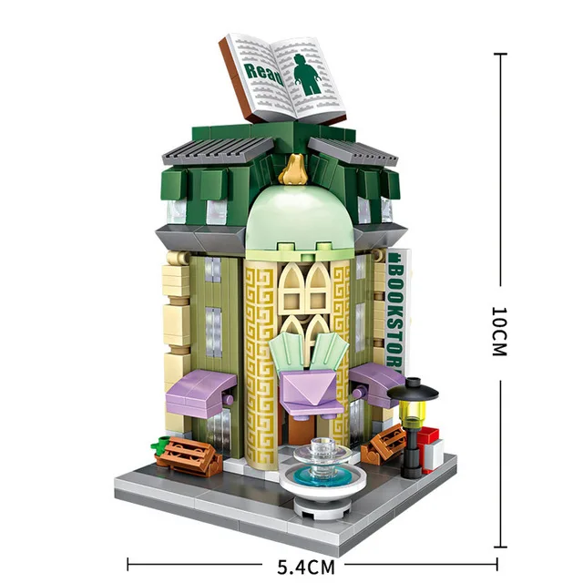 Лоз мини-блоки вид на город сцена Кофейня розничный магазин архитектурные модели и строительные викторины рождественские игрушки для детей - Цвет: without  box