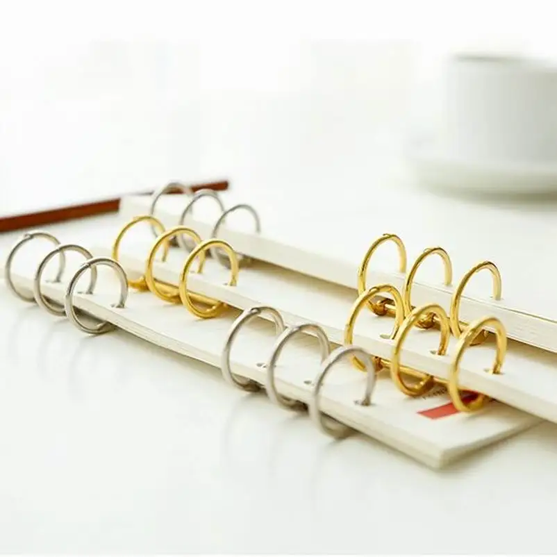 100PCS Metal Plated Loose Leaf Book Binder Hinged Ring Binding Rings