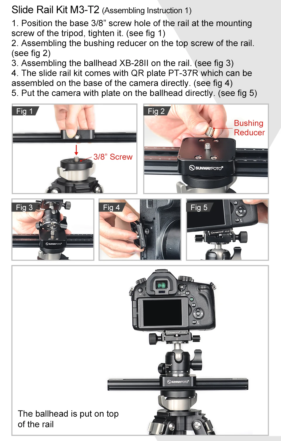SUNWAYFOTO M3 камера dslr Мини-ползунок телефон для видео рельс слайдеры visiophone Путешествия dslr камера слайдер timelapse шариковая головка