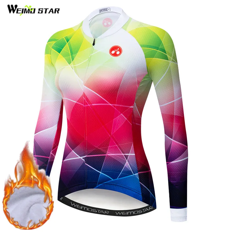 Женская Теплая Флисовая велосипедная кофта Weimostar Pro Team MTB ветрозащитная верхняя