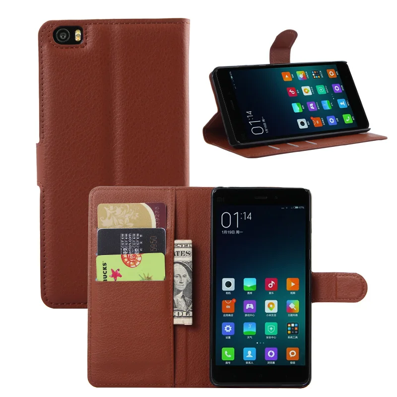 Lichee Pattern Wallet PU Leather Case For Xiaomi Note 5.7'' Cover Shell Card Holder and Standing Function