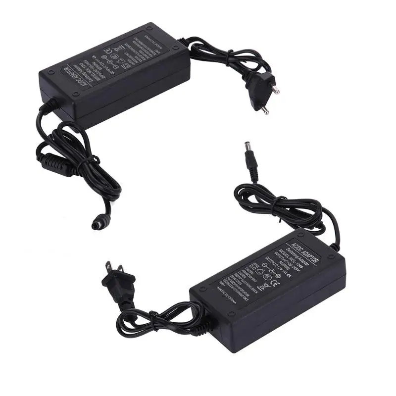 

Power Supply DC 12V 4A AC 100V-240V Dual Cable Converter Adapter Transformer for LED Strip Light 5.5x2.1-2.5mm