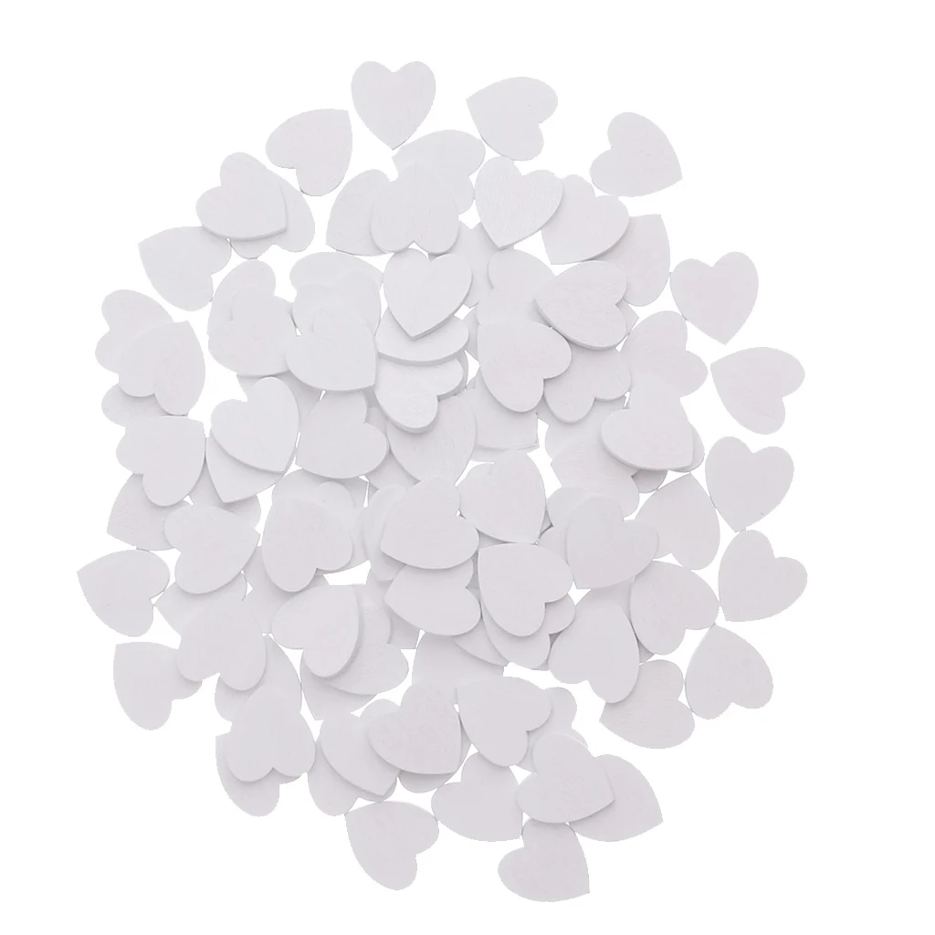 100 Pieces 20mm Mini White Blank Heart Wood Slices Discs Wood Heart Love Shapes Crafts Supplies Wedding Decoration Ornaments