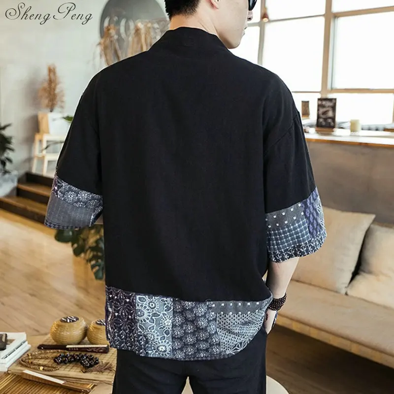 Японские кимоно кардиган для мужчин haori yukata мужской самурайский костюм одежда кимоно куртка мужское кимоно рубашка юката haori G054