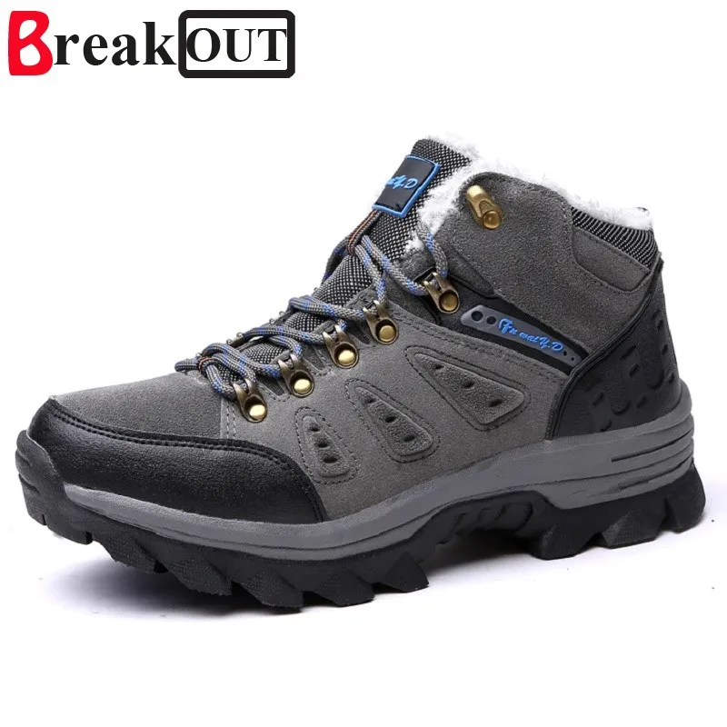 2016 New Men Boots For Men Winter Snow Boots Warm Fur Plush Lace Up High Top