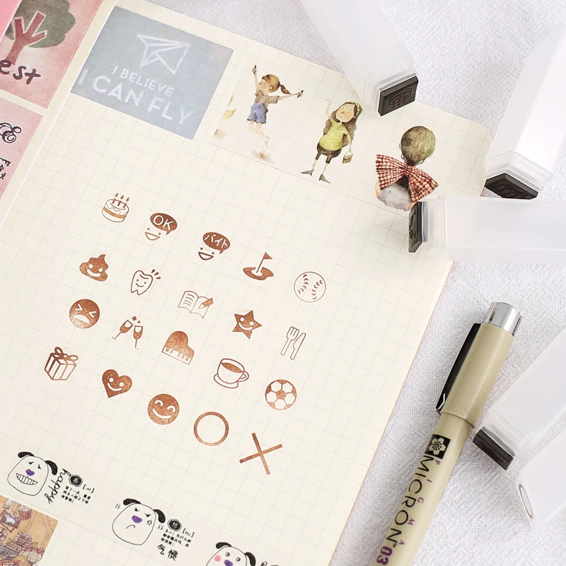 Hand account DIY small icon stamps pattern version hand account personality decorative icon postmark photosensitive stamps