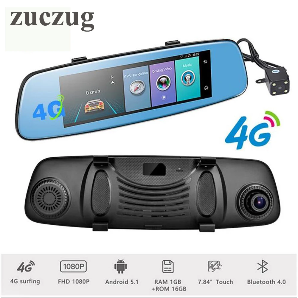 Автомобильный видеорегистратор zuczug 7 84 дюйма 4G сенсорный IPS смарт камера Android