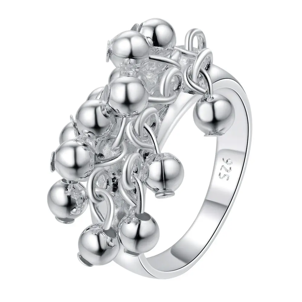 R016 Christmas gift free shipping wholesale jewelry bead silver plated ring high quality fashion classic girl gift