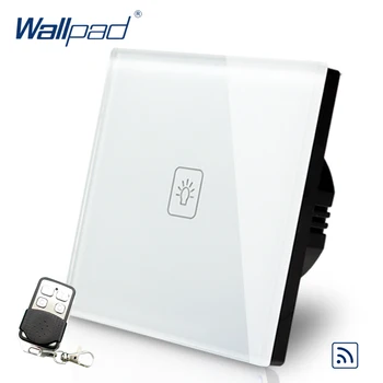 

White 1 Gang 1 Way Remote Control Touch Switch Crystal Glass Switch Wallpad Luxury EU Standard Switch With Remote Controller