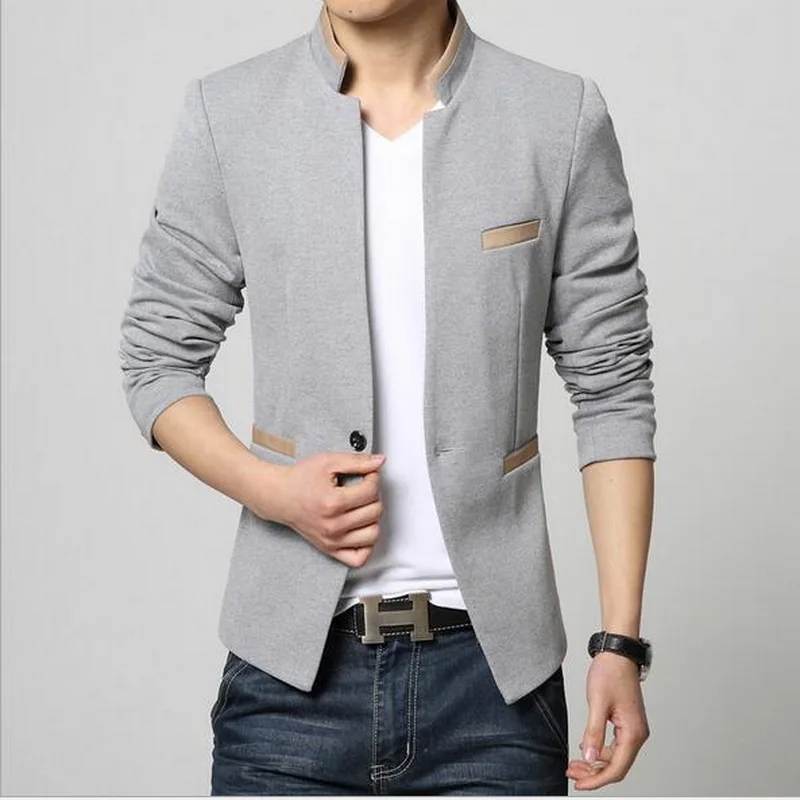 

2019 VXO Blazer Men High Quality Suit Jacket Male Style Stand Collar Male Blazer Slim Fit Blazer Brand Jacket Hombre Masculino