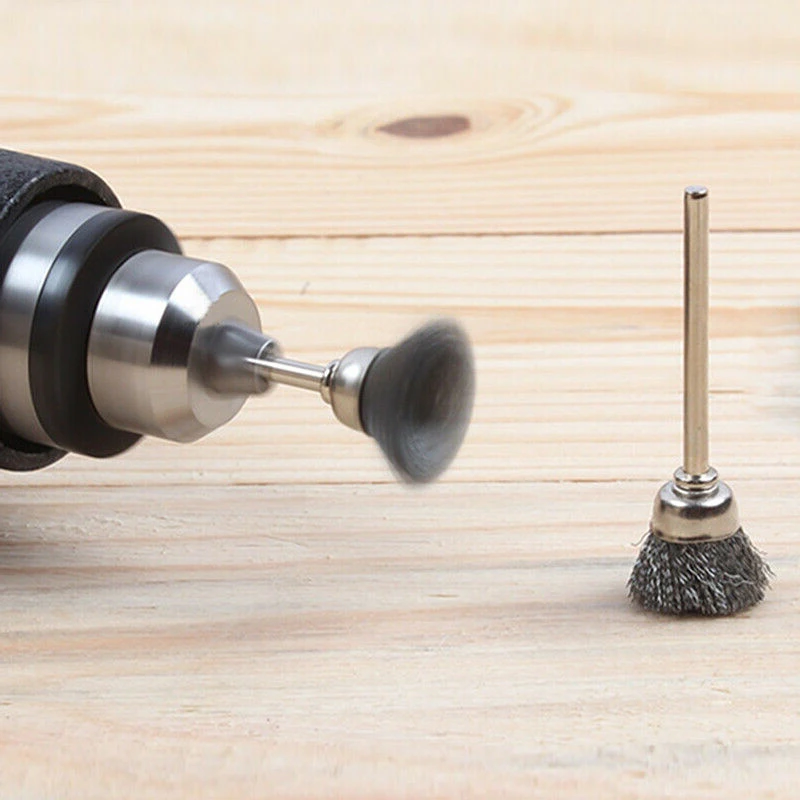 10 Pcs Mini WWire brush tool polishing wheel brush mini bristles welding metal surface pretreatment, grinding 3x13mm