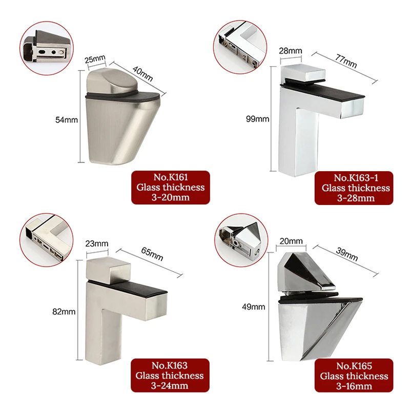Zinc Alloy Adjustable Glass Clamps Glass Plated Brackets Chrome Alloy Shelf Holder Support Clamp Holder Shelves For NAIERDI glass shelf clamp holder shelf support brackets