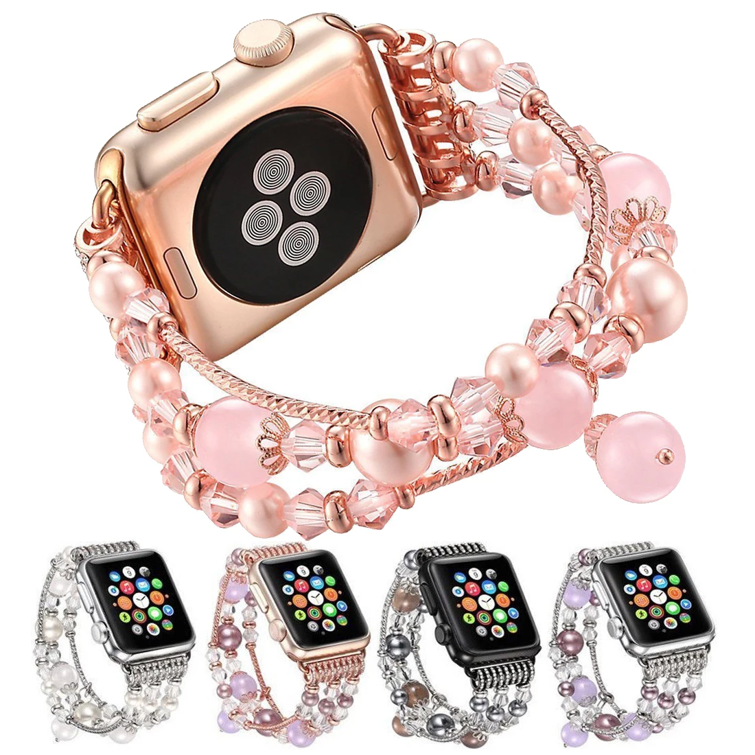 Ремешок Essidi из агата для Apple Watch Series 6 5 4 3 2 1 SE эластичный браслет с бусинами 38 40 42 44