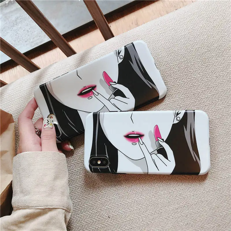 

New Net Red Ladies Lipstick Silicone Soft Shell For Iphone 6 6S 7 8plus X Xs Xr Xsmax