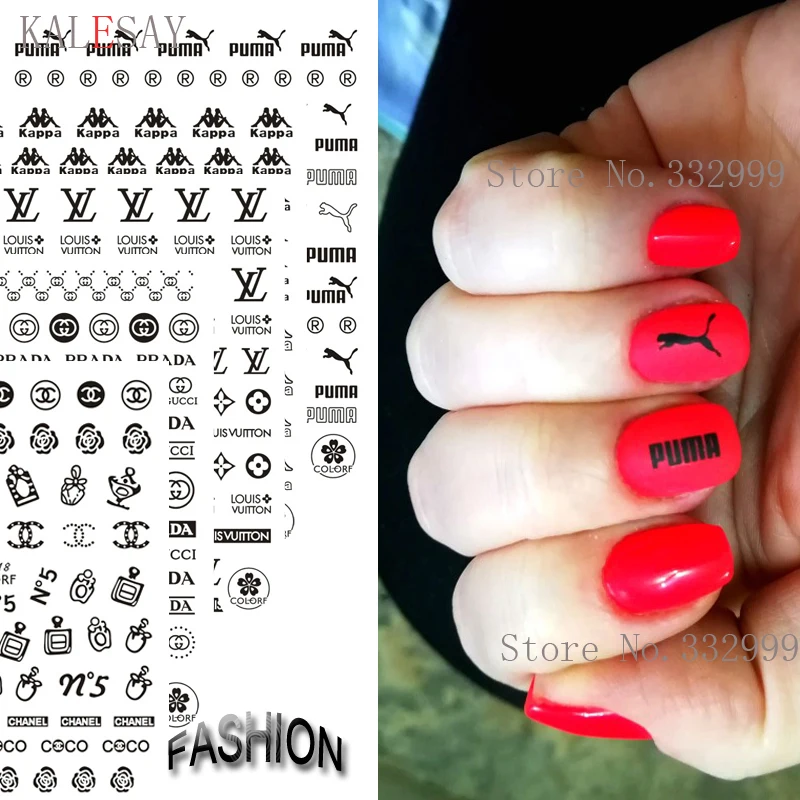 

DIY Nails Art Manicure 3D Black Stamping Decorations Nail Design Back Glue Brand Sport Nail Art Stickers for Nails Tips Decals