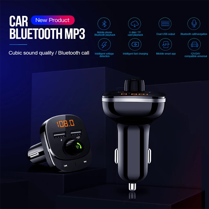 Fm-передатчик AUX модулятор Bluetooth 5,0 Громкая связь Радио Аудио MP3 плеер Автомобильный комплект с двумя USB 3.1A быстрая зарядка автомобильное зарядное устройство