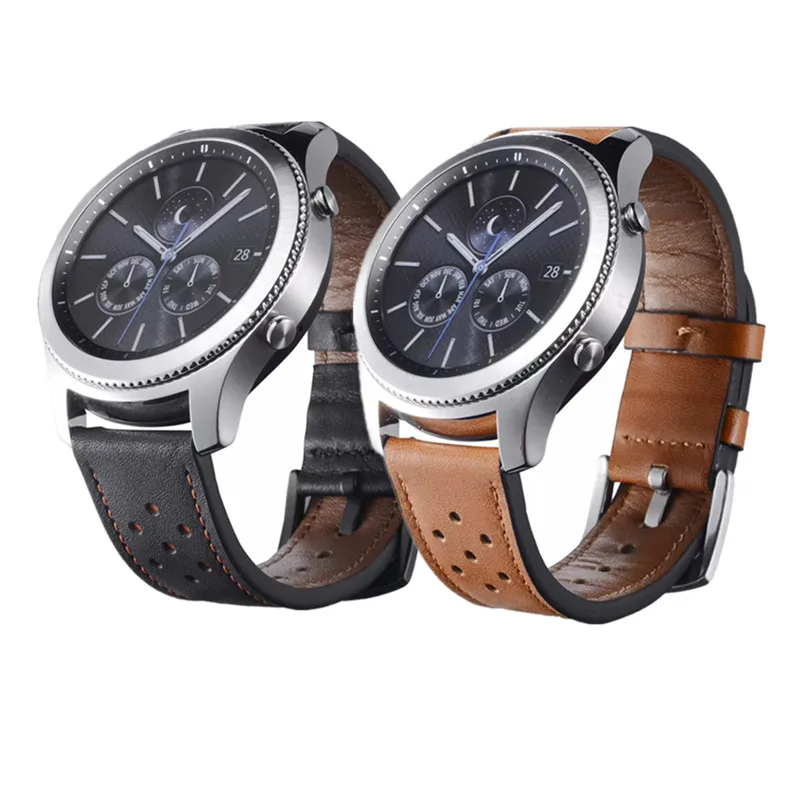 20 мм 22 мм huawei Watch GT/2 Huami Amazfit Bip кожаный ремешок для samsung gear S2/S3 Galaxy Active 42/46 мм Ticwatch ремешок для часов