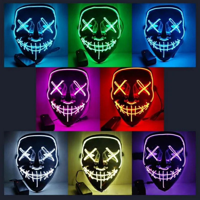 

Night Atmosphere Decorative LED Mask Ghoststep Halloween Party Masque Glowing Masker Light Glow Masquerade Masks 1Pcs