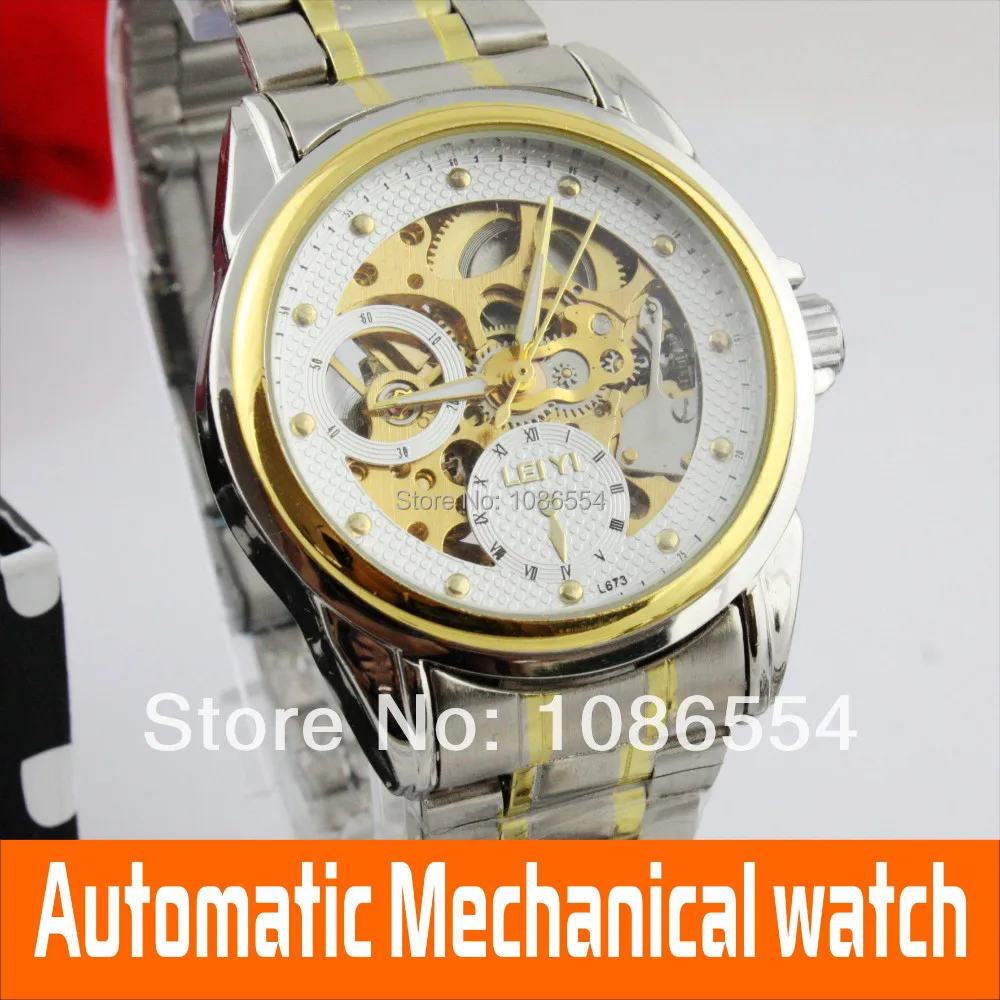 Free Shipping Mens Gold Skeleton automatic Mechanical Watch Dress For Men Watches Original Brand | Наручные часы