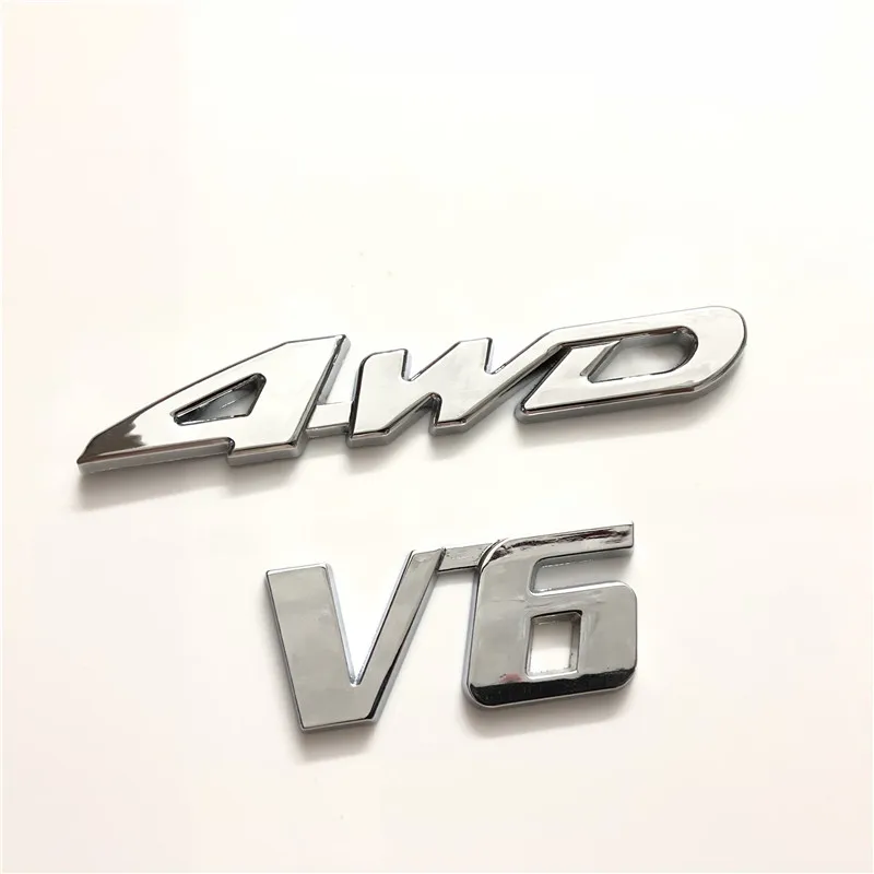 50X стайлинга автомобилей 3D металлический Стикеры 4WD V6 V8 3D хромированная Автомобильная задняя дверь автомобиля Стикеры багажник эмблема для багажника переводная картинка - Название цвета: 4WD V6