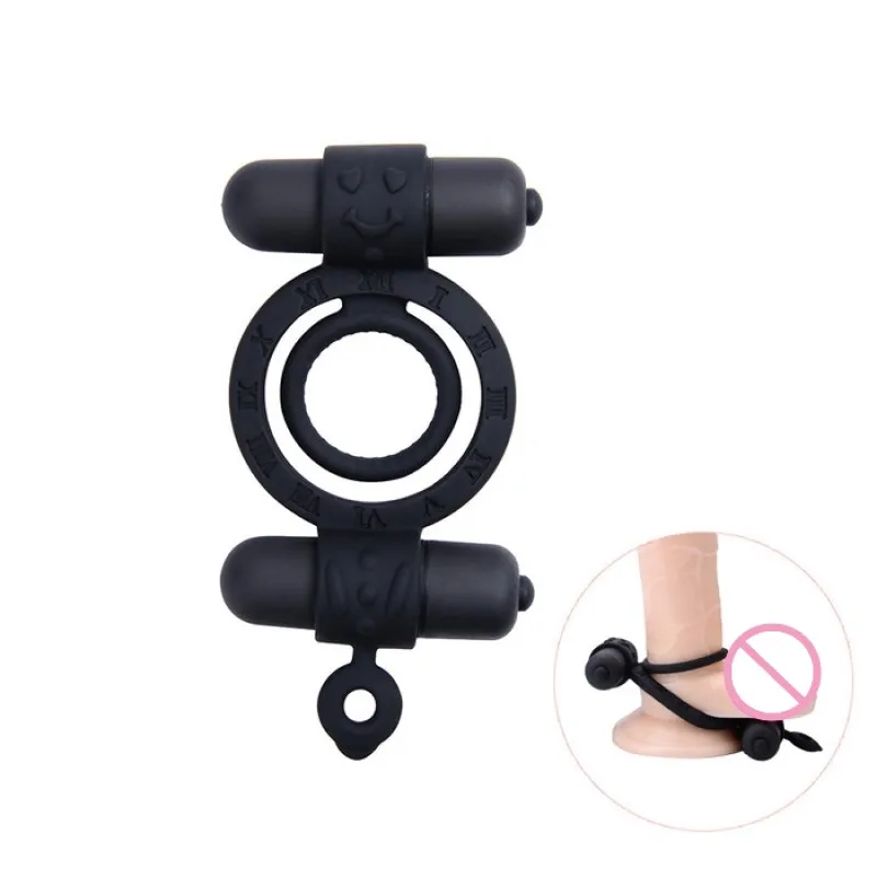 Dual Vibrating Stretchy Penis Rings Electric Cock Ring Time Delay Extend Climax Massager& 2 mini vibrator Sex Toys for Men |