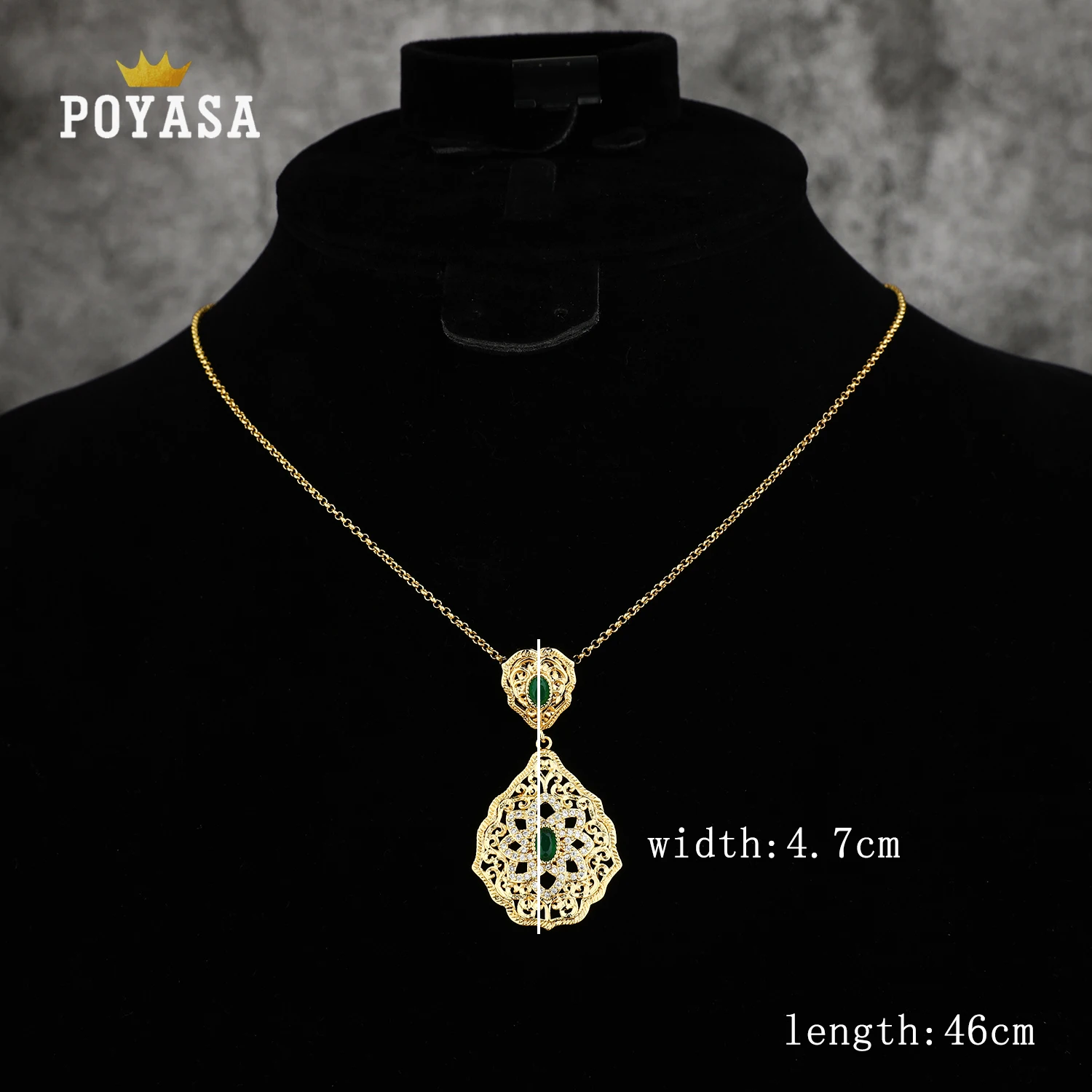

Moroccan Caftan wedding gold Pendant for women green stone fashion jewelry copper high quality pendant