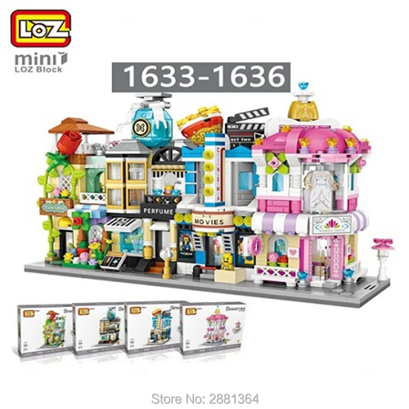 LOZ блоки милые мини уличный магазин детские развивающие игрушки маленький магазин brinquedos Модели Строительные кирпичи подарки для девочек 1633-1636