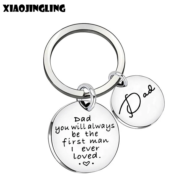 

XIAOJINGLING Stainless Steel Key Chain Key Ring Lettering Dad Pendant Keychain For Dad Men Charm Car Keyring Jewelry Father Gift