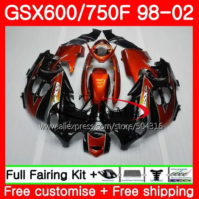 Корпус для SUZUKI оранжевая черная Катана GSX600F GSXF600 750 28SH.19 98 99 00 01 02 GSXF750 1998 1999 2000 2001 2002