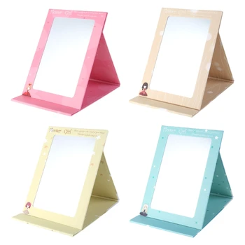 

New 1Pc Creative Paper Fold Make Up Cosmetic Mirror Women Leather Travel Makeup Mirror For Women Small Mirror