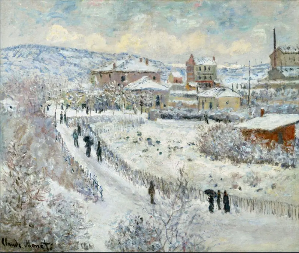 

High quality Oil painting Canvas Reproductions View of Argenteuil in the Snow (1875) By Claude Monet hand painted