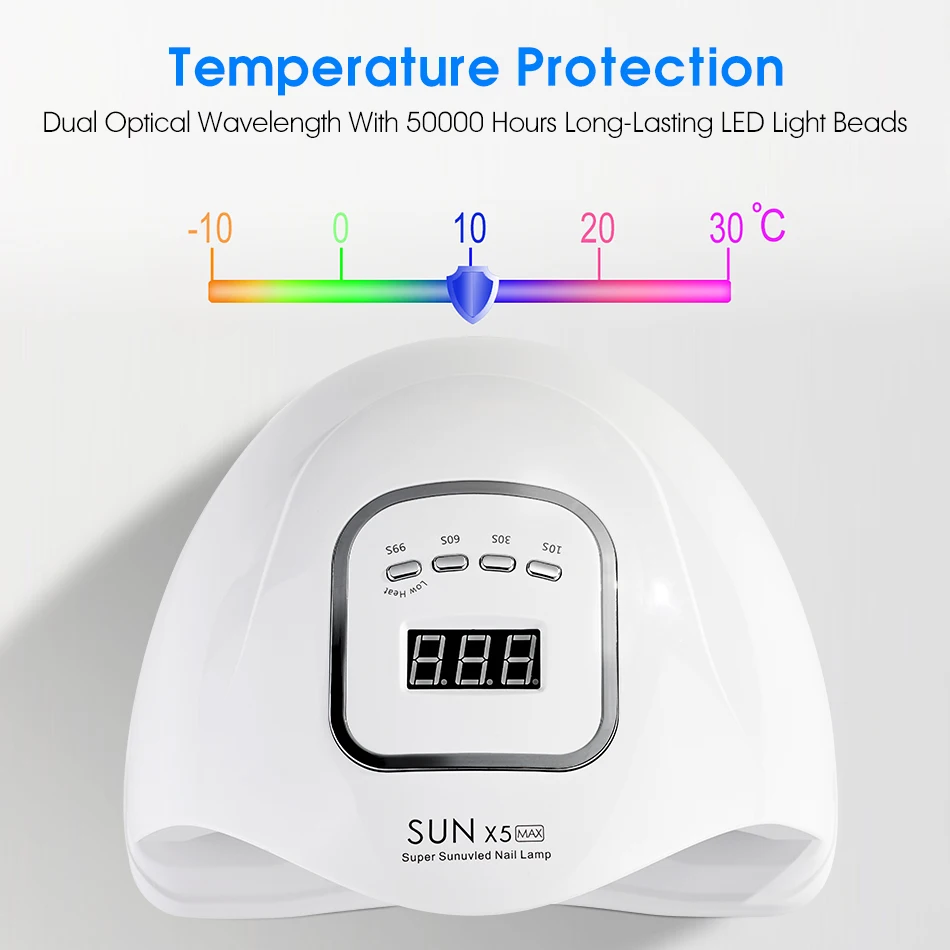  ROHWXY UV LED Nail Lamp Manicure 80W Nail Dryer For All Nail Gel Polish Ice Lamp With LCD Display F