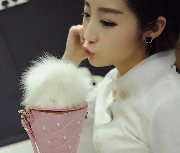 Весна-лето корейская женская конус мороженого пакет Мода волосы мяч сумка