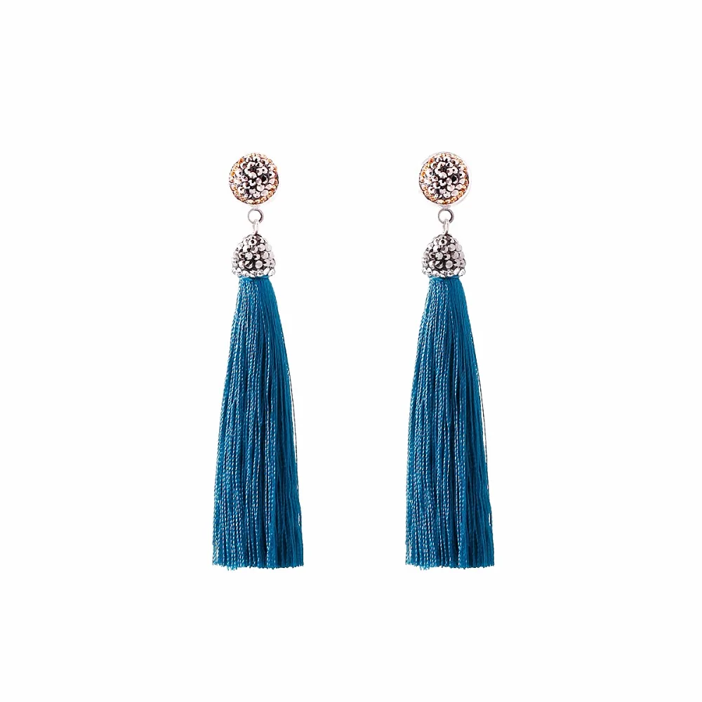 14 New Women Tassel Earrings Boho Bohemian Long Exaggerated Silk Fabric Dangling Earrings For Women Orecchini Lunghi Oorb CS23