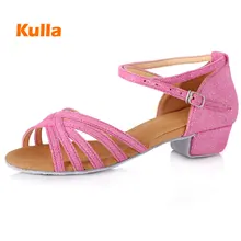 Новая детская обувь для латинских танцев для девочек, женская обувь для сальсы, танго, бальных танцев, мягкая подошва, 9 цветов, низкий каблук 3,5 см, обувь