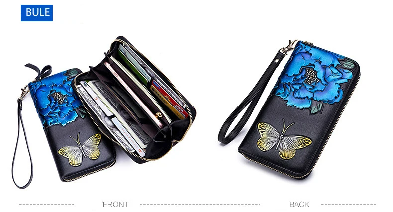 Кошелек женский портмоне женская сумочка из натуральной кожи Удобные сумки клатч RFID визитница Lxury бренд Флора бабочка мода