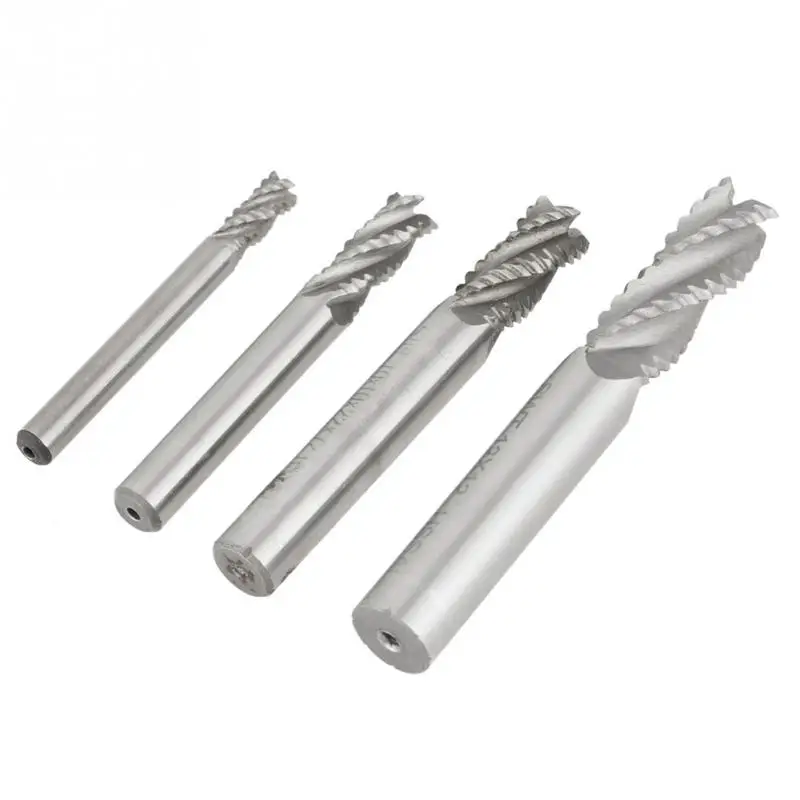 4 PCS Milling Cutter,4 Flutes HSS Roughing End Mill CNC Router Bit M6 //M8 //M10 //M12
