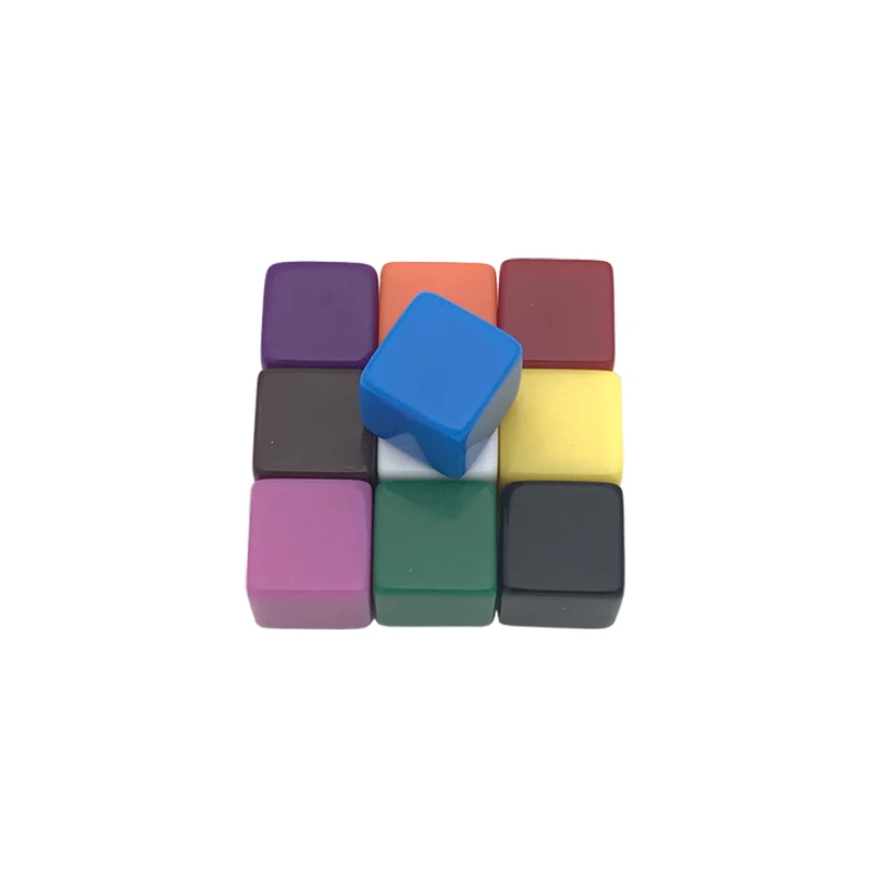 100Pcs/Lot New High Quality 16mm Acrylic Color Blank Dice D6 Can Write Carving Children Teaching Game Dice Wholesale Board Games