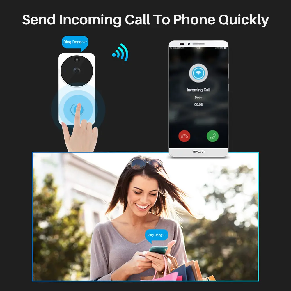 Wifi видео дверной звонок камера домофон беспроводная домашняя Ip дверной звонок PIR мониторинг Двусторонняя аудио iOS Android Питание от батареи