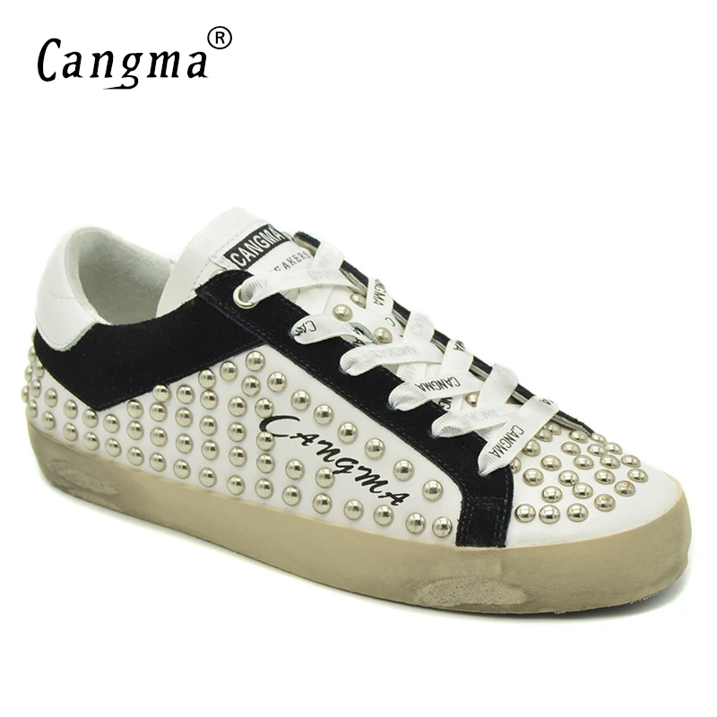Женские кроссовки на плоской подошве с заклепками|brand flat shoes women|flat shoesflat brand |