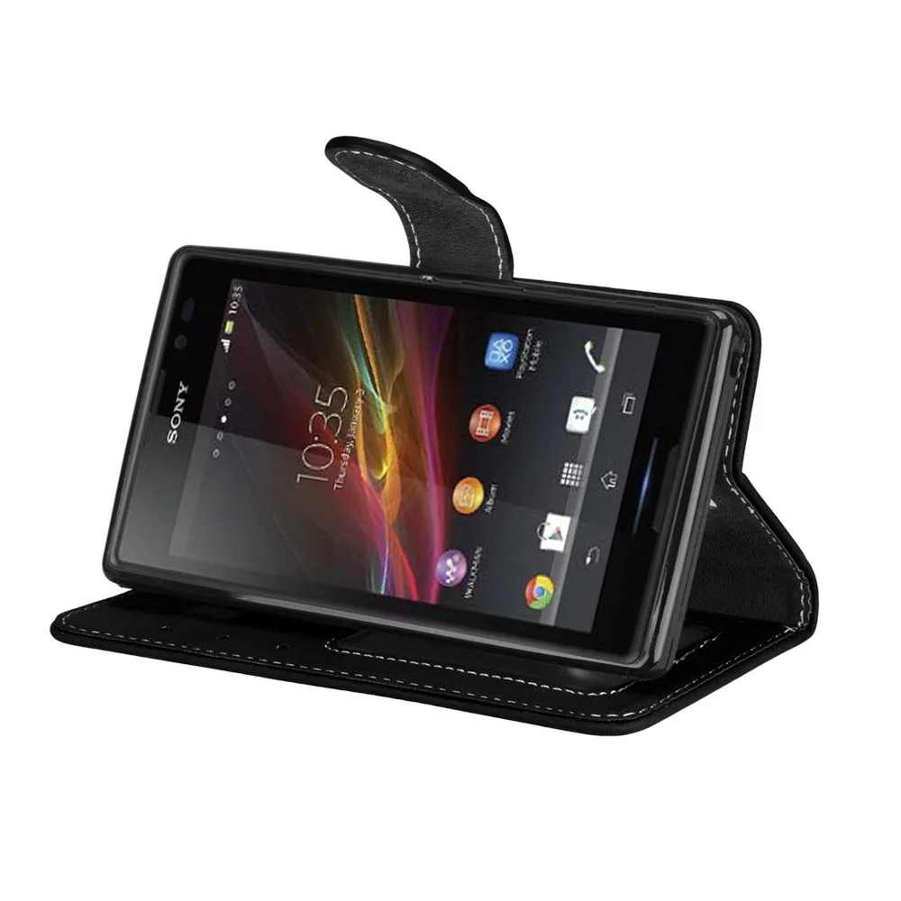Чехол книжка для Sony Xperia C S39H C2305 кожаный чехол бумажник грязеотталкивающий