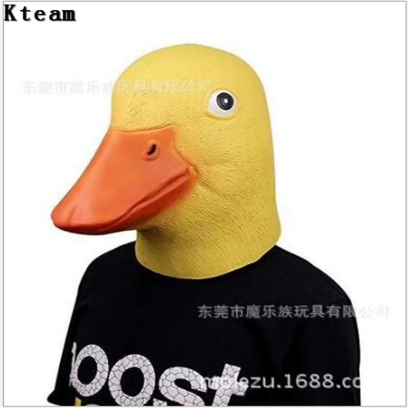 2017 New Cute Animal Mask Novelty Latex Rubber Creepy Funny Yellow Duck Head Halloween Party Cosplay Costume duck mask toy | Дом и сад