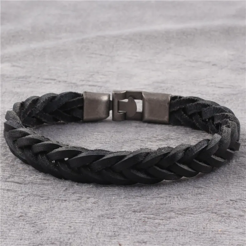 Мужской/женский плетеный браслет из пу кожи черный/коричневый|bracelets for|charm