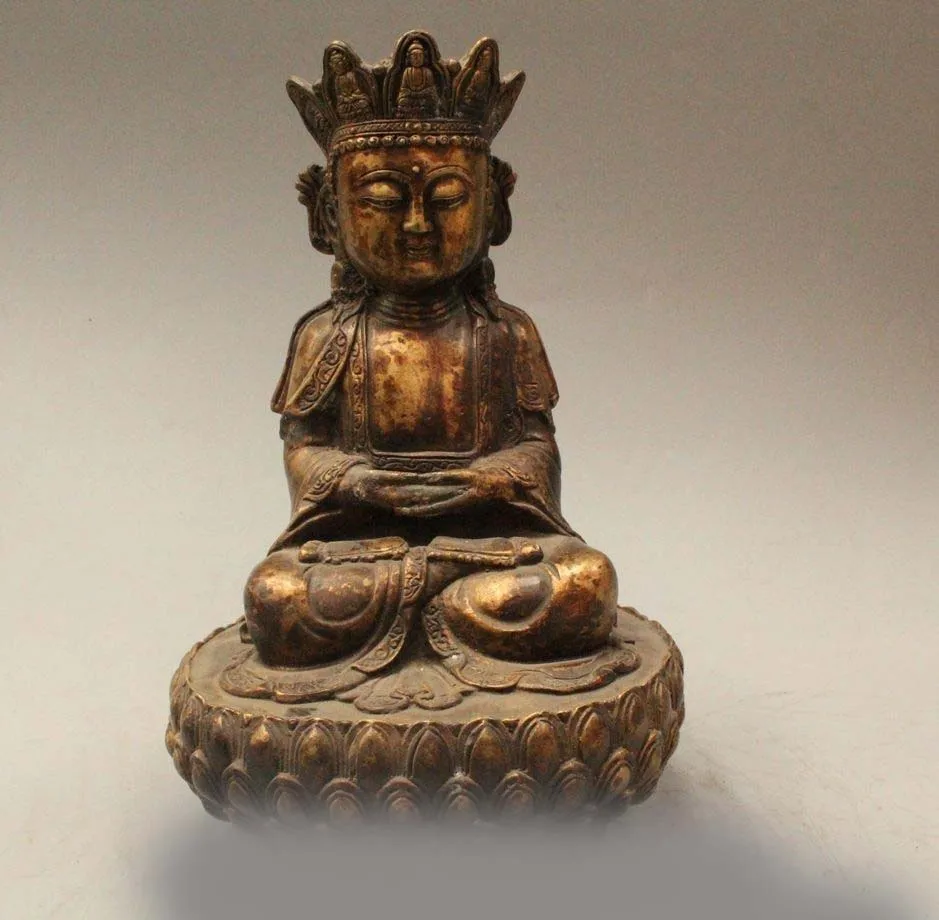 

11" Tibet Temple Bronze Siddhartha Sakyamuni Shakyamuni Amitabha Buddha Statue
