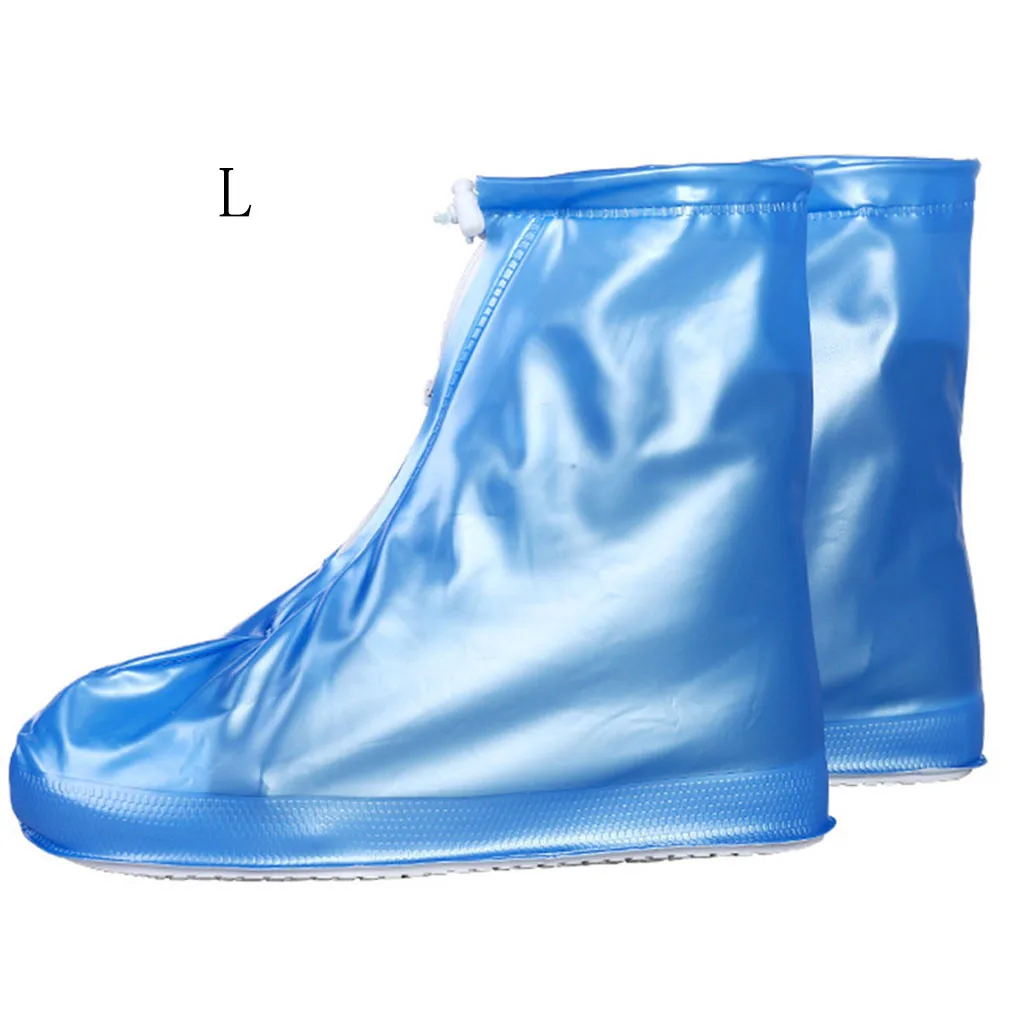 Новая многоразовая резиновая обувь для прогулки под дождем на молнии с завязками; ботинки; галоши для путешествий для мужчин и женщин; однотонные водонепроницаемые - Цвет: L