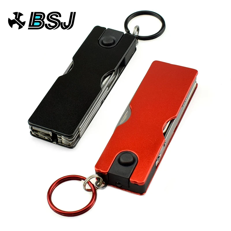  Mini Fashion Keychain Swiss Knife LED Lights Nail Clippers Earpick Scissors Tweezers Pocket Multifu