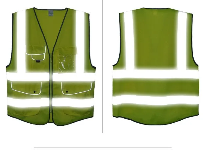 Reflective Vest High Visibility Safety Clothing Multi pockets Fluorescent Clothes For Outdoor Working Running Cycling Sport